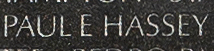 Engraved name on The Wall of Private First Class Paul Elias Hassey, U.S. Marine Corps